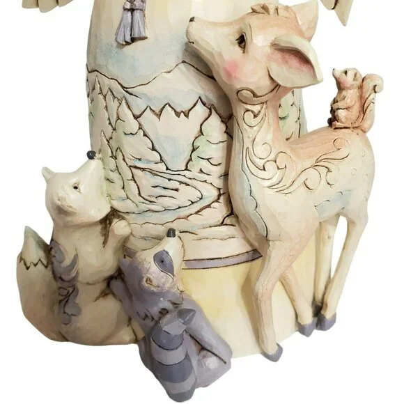 Jim Shore Christmas Angel Peace to All Woodland Animals Deer Fox Racoon Bunny - Picture 11 of 16